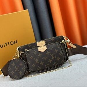 Louis Vuitton Multi Pouchette Accessories Bag 3-in-1 with Brown Shoulder Strap
